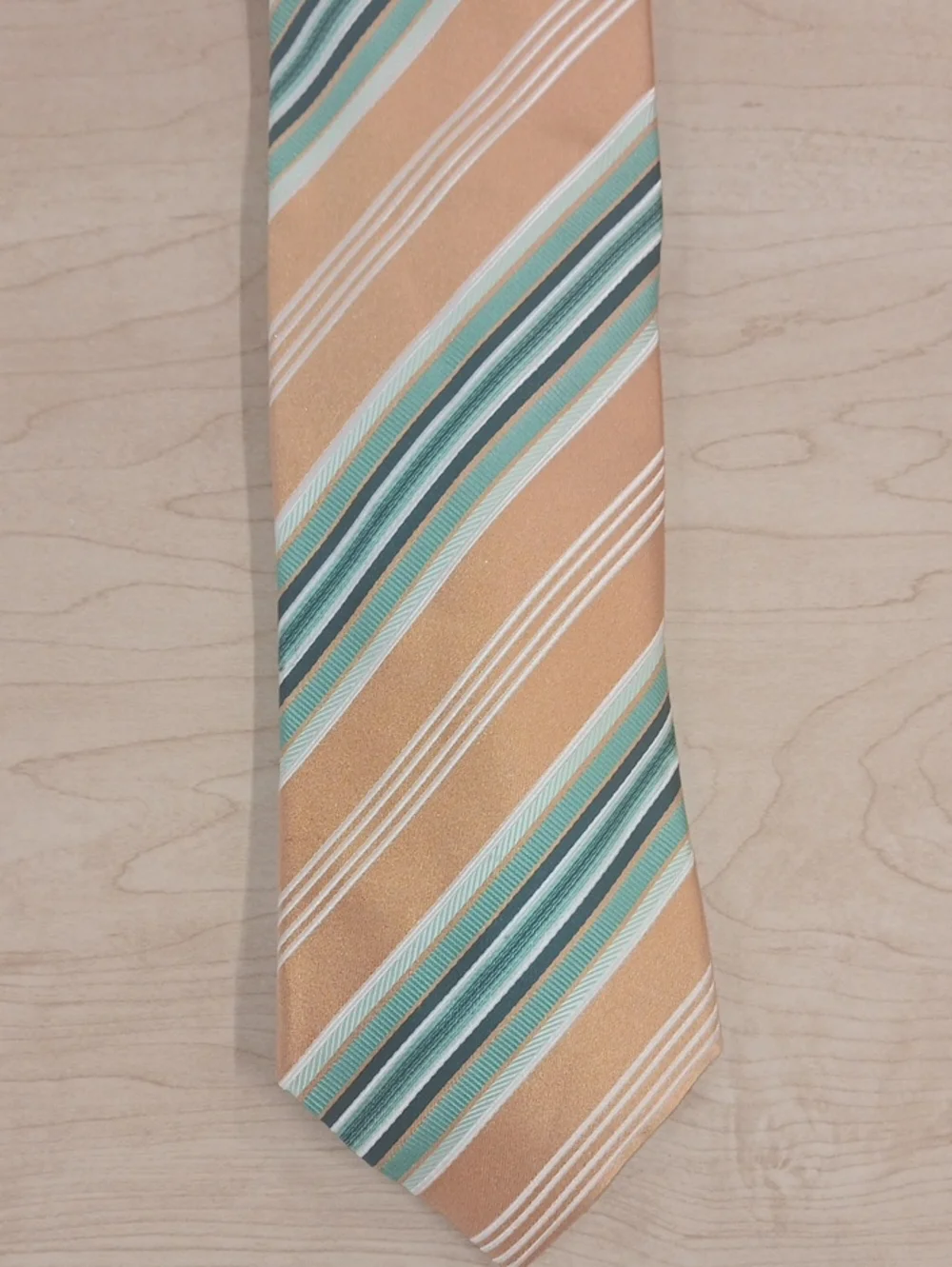 Ermenegildo Zegna Peach and Teal Striped Silk Tie